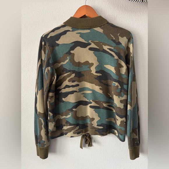 J. Crew Knit Camo Print Zip Front Bomber Jacket Olive Green Women’s Medium - Picture 7 of 11